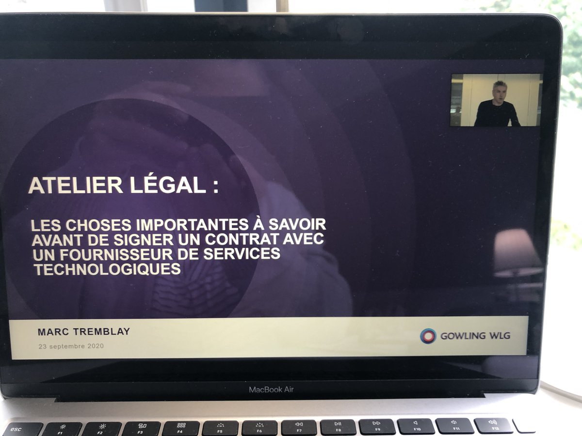 Marc Tremblay, associé de @gowlingwlg_mtl nous parle maintenant des considérations importantes avant de signer un contrat de fourniture de services technologiques #atelierlegal