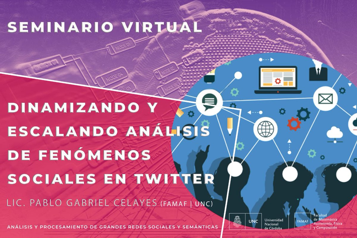 opendatacba's tweet photo. Pueden escuchar a @PCelayes miembro de nuestra organización en éste seminario organizado por @famaf_unc 👇👇👇👇 #bigsocialdata https://t.co/crl1sAlN3a