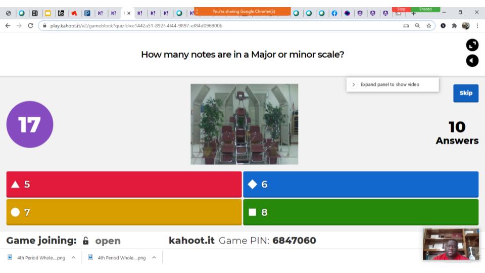 MHCHSChorus's tweet photo. Students are continuing to build knowledge on major and minor scales through online review activities such as kahoot and additional online theory resources. We are continuing to build the singer as we progress forward. #VocalMusicVirtualLearning #MHCH @masseyhillclass https://t.co/wRZHyNnX8v