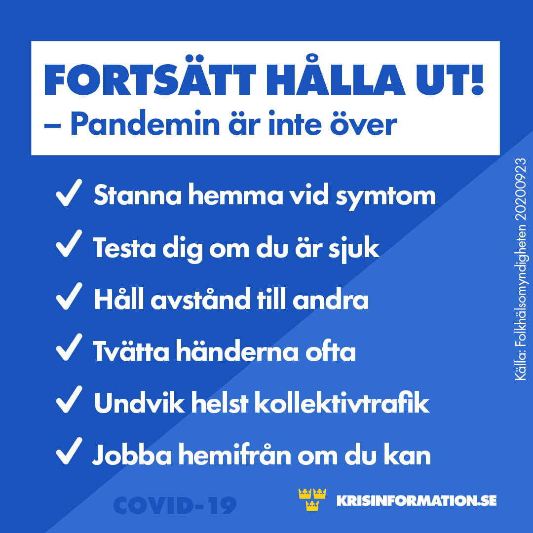 Antalet fall av covid-19 ökar i delar av landet. Hjälp till att minska smittspridningen genom att följa de här råden 🙏.