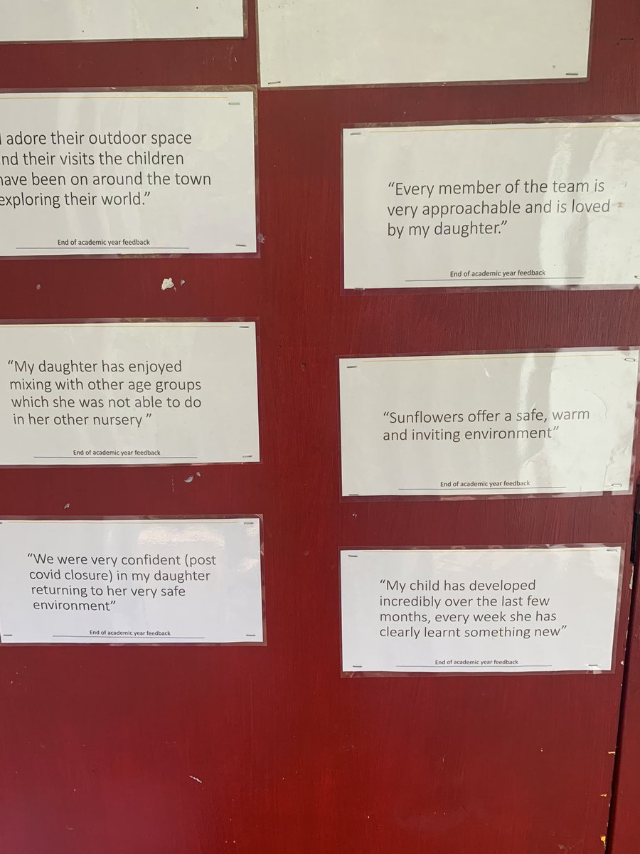 Sunflowers_Usk's tweet photo. We loved the feedback that we had from the questionnaires so much that we put them on the front door for everyone to see! #earlyyears @EAS_FoundationP https://t.co/c5H667iLPQ