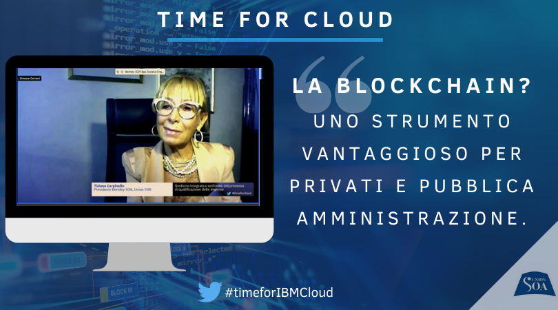 unionsoa's tweet photo. "Un'azione win-win tra aziende e PA. La #blockchain permette di snellire, sburocratizzare e rendere sostenibile il settore dei #lavoripubblici. Adesso dobbiamo passare dalle parole ai fatti." @carpinelloTitty durante il #timeforIBMCloud di @IBMItalia https://t.co/vG7R8Hiol5