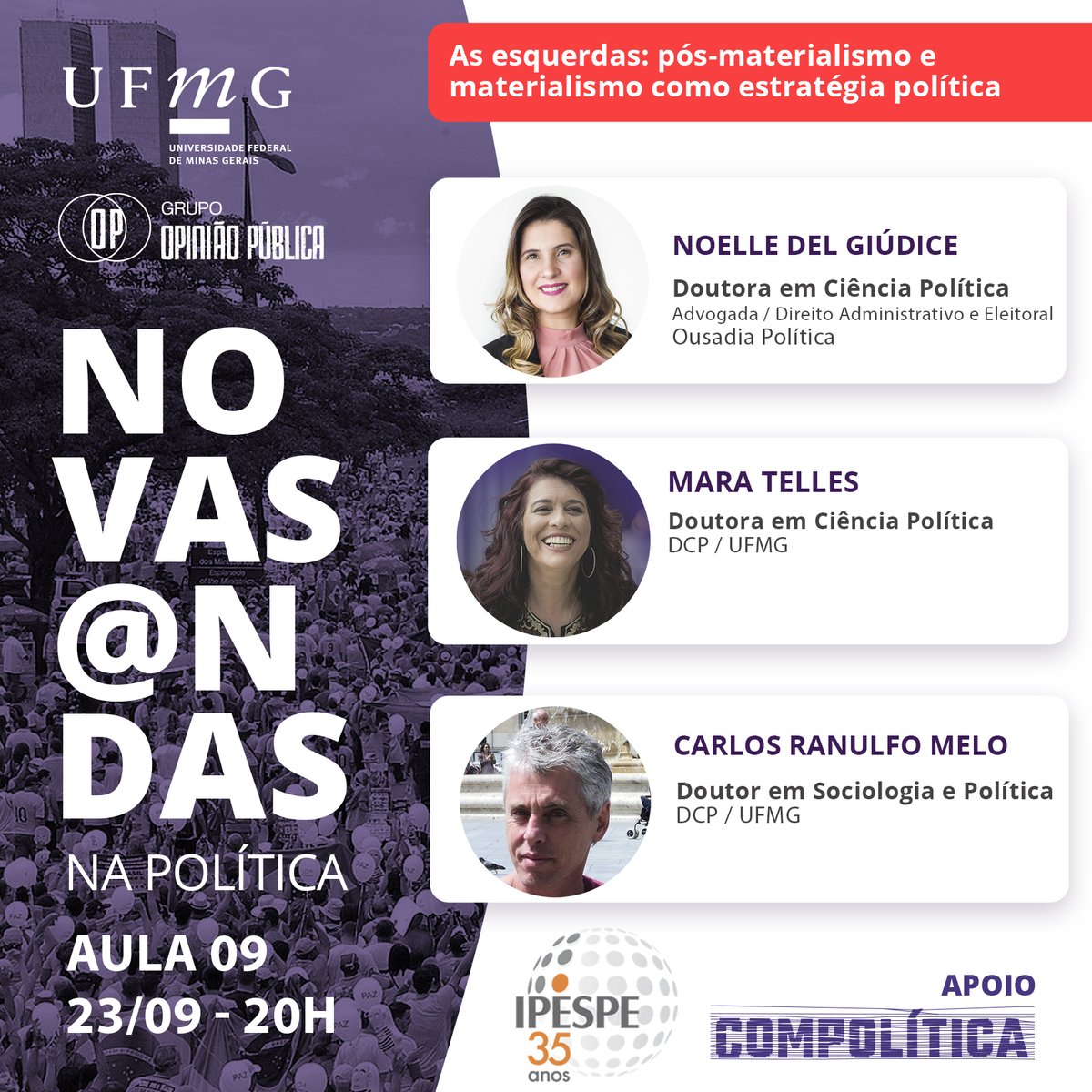 Não perca a aula de hoje! Começa às 20h
"As esquerdas: pós-materialismo e materialismo como estratégia política" 

youtube.com/watch?v=pfOjzp…
