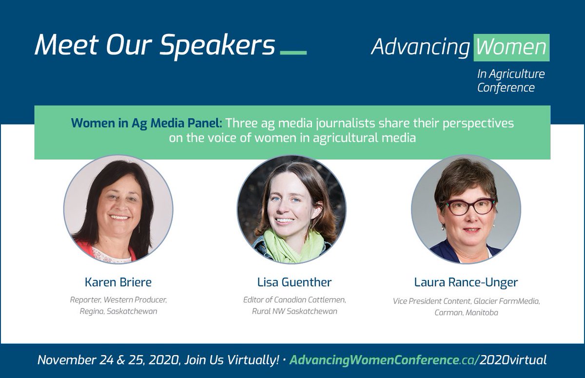 Looking for ways to improve your advocacy and influence in #CdnAg? 

You won't want to miss these <a href="/GlacierFarmedia/">Glacier FarmMedia</a> journalists sharing their perspectives on tools and tips to increase the voice of women in our industry at our upcoming #AWCA2020 conference!

#womeninAG #agvocacy