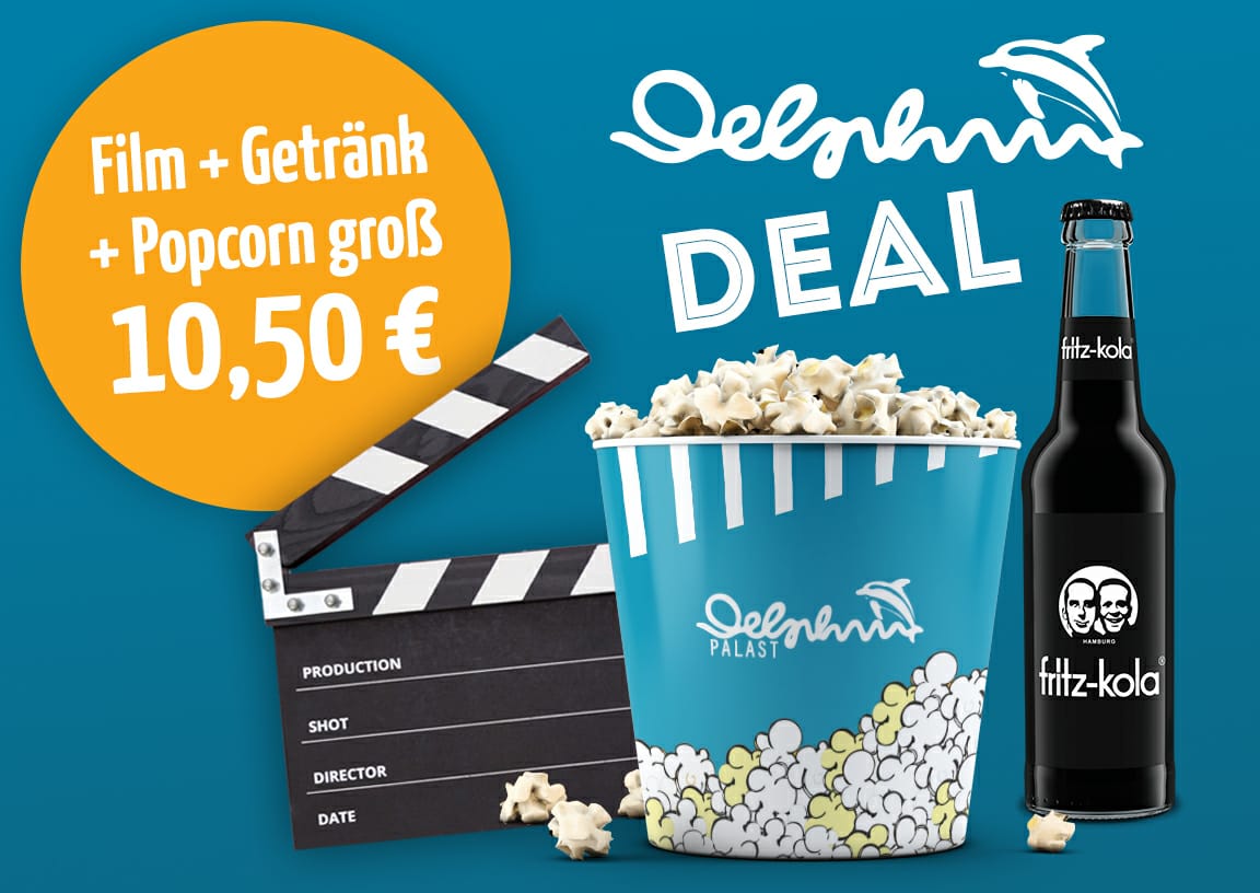 Ab morgen bei uns:
Der Delphin-Deal!
Kinokarte, Softdrink und Popcorn für 10,50€!
Bis später bei uns im Kino!