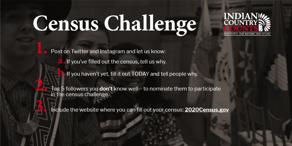 The Census count ends in 7 days! Join us in participating in the #CountdownToYourFuture Census Challenge to make sure #IndianCountryCounts!
Here is how you can participate: