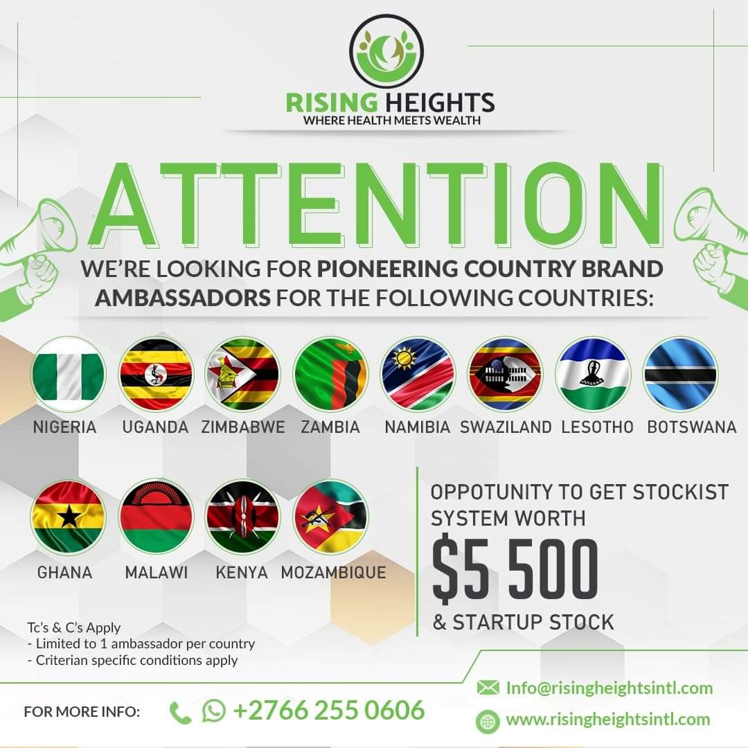 RisingInt's tweet image. We are looking for country brand Ambassadors! Put in your application now!!

#WednesdayWisdom
#wealth
#health
#moneytalk
#MLM