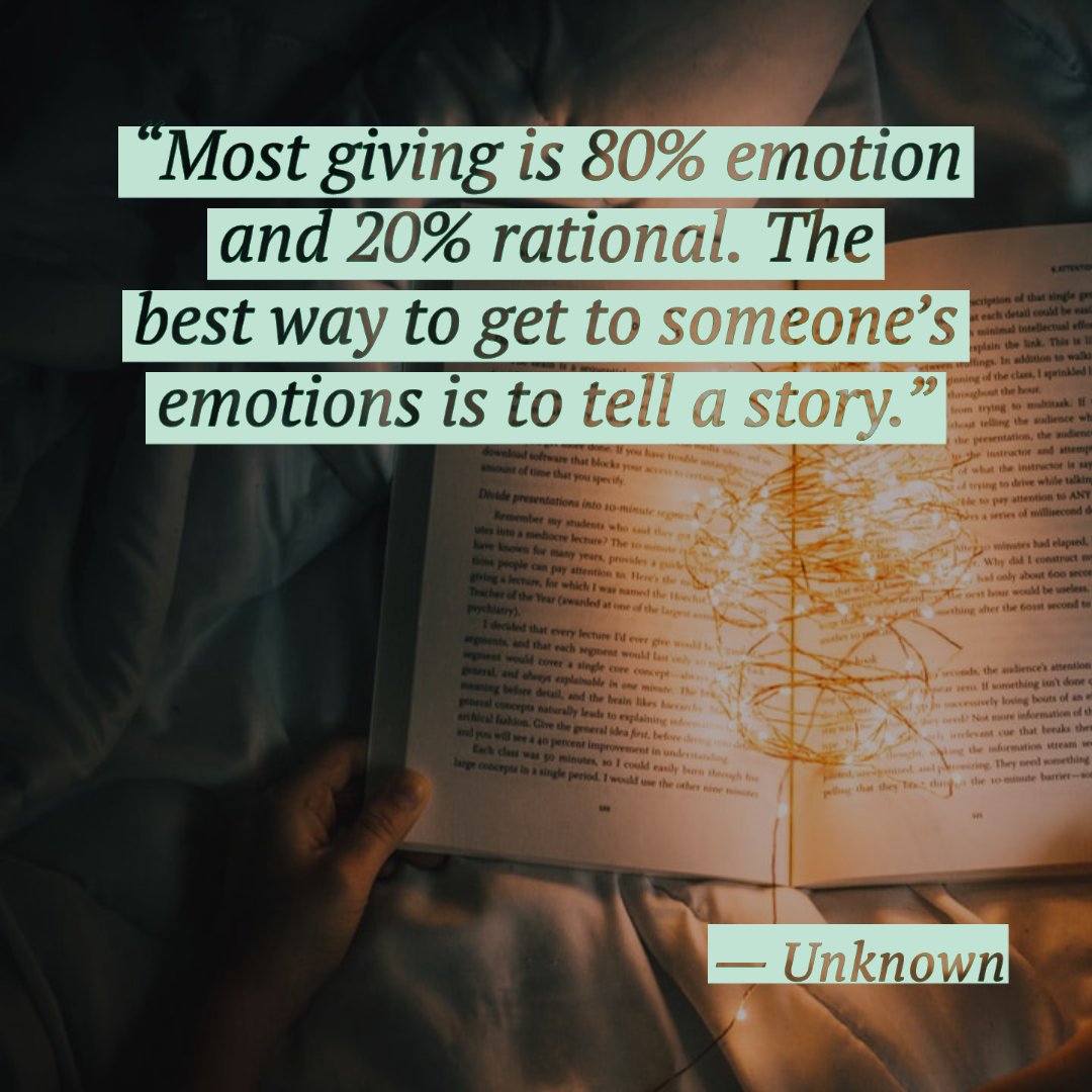 We feel a little pious sourcing an unknown quote, but we just believe in the sentiment so much! Believing in organizations or missions of any kind eventually breaks down into strength of your story.