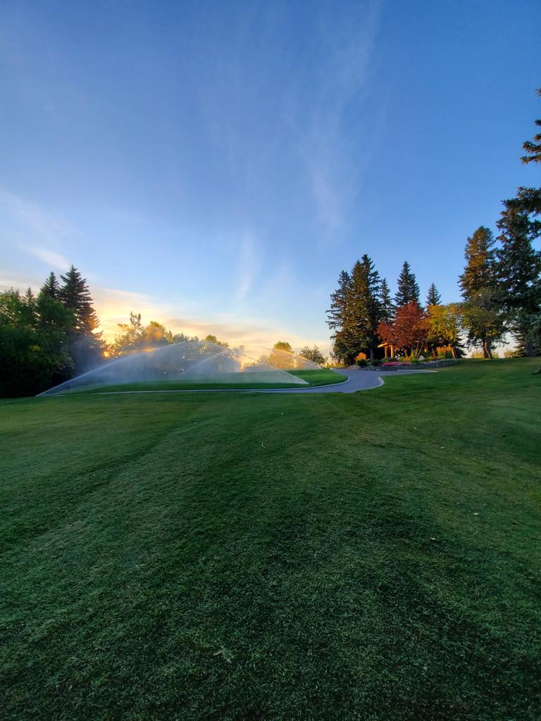 Beautiful Fall morning product application and H2O!