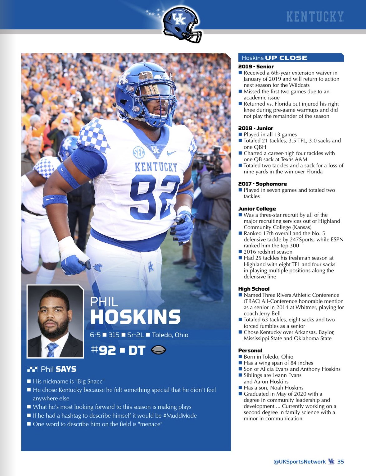 UK Sports Network on Twitter: "Did you know @phil_hoskins already has degree under his belt and is currently on his second? Learn more about your @UKFootball team in the