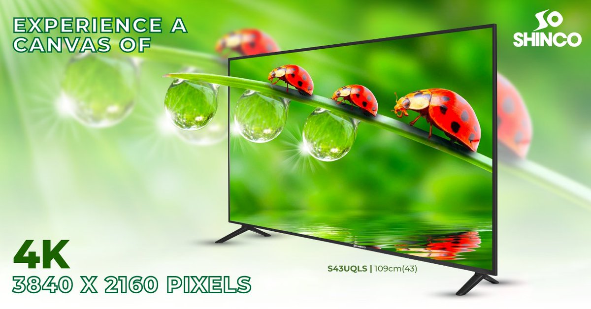 ShincoIndia's tweet photo. Clarity & depth better than any youโve ever experienced before, only with the Full HD canvas of 3840x2160 4K pixels of our 103cm(43) 4K UHD Smart LED TV!
Buy Now, https://t.co/f0FxWcLLkN
#ShincoIndia #SmartTV #LiveLocalLoveLocalSupportLocal #MadeInIndia #GreatDeals #BuyNow #4K https://t.co/BROuHg4qoa