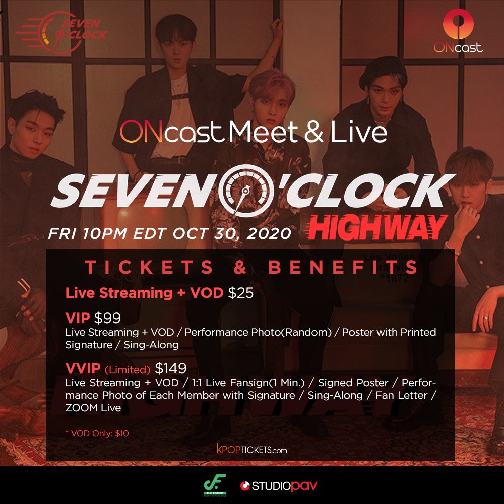 studio_pav's tweet image. R.O.S.e 🌹 Ticket Tiers and Prices are here for 🏁ONCAST Meet &amp;amp; Live SEVEN O'CLOCK Highway🏁

VVIP Tickets are very ‼️LIMITED‼️ and come with 1:1 Fansign (1 minute with the member of your choice), Live Stream + VOD &amp;amp; more!

More info: bit.ly/2HrxcQr