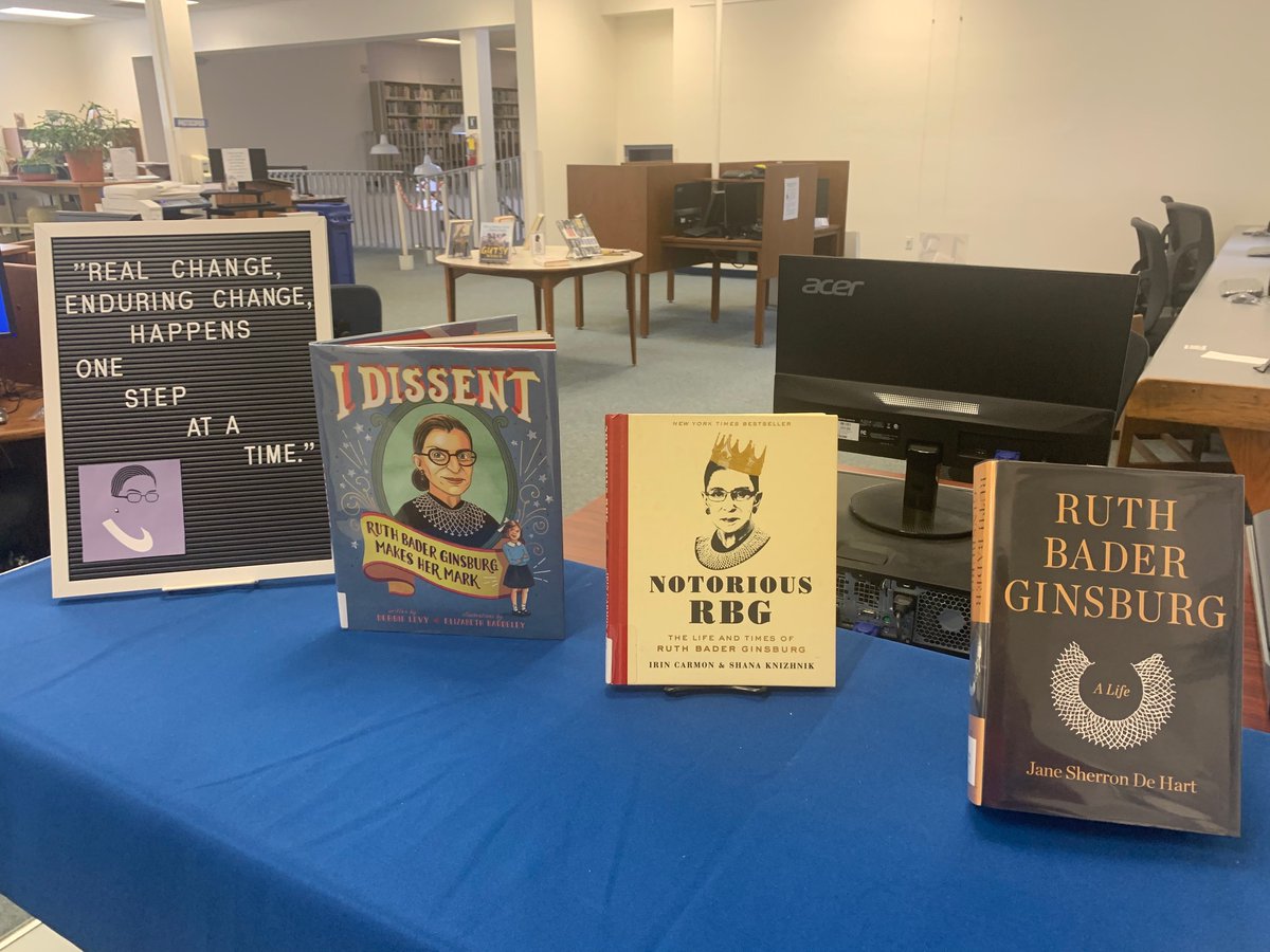 McDowellPubLib's tweet photo. Honoring the life and legacy of Ruth Bader Ginsberg this week at the library. #RBGStrong #mcdowellreads #MCPL https://t.co/Xr0ukXKRbR