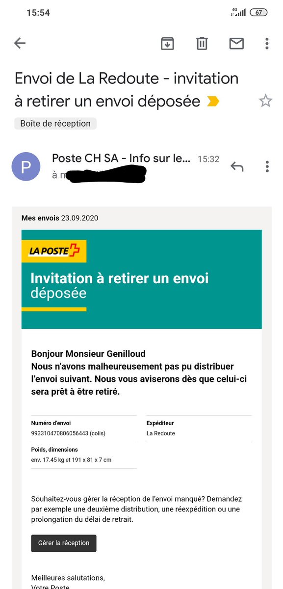 maximeang's tweet photo. @postesuisse Heureusement que j'ai payé 10,30 CHF pour me faire livrer hier matin et que je suis arrivé 2 jours de suite en retard au travail en attendant le facteur qui n'est jamais venu... On fait comment maintenant ? https://t.co/3rCPC5Jj8a