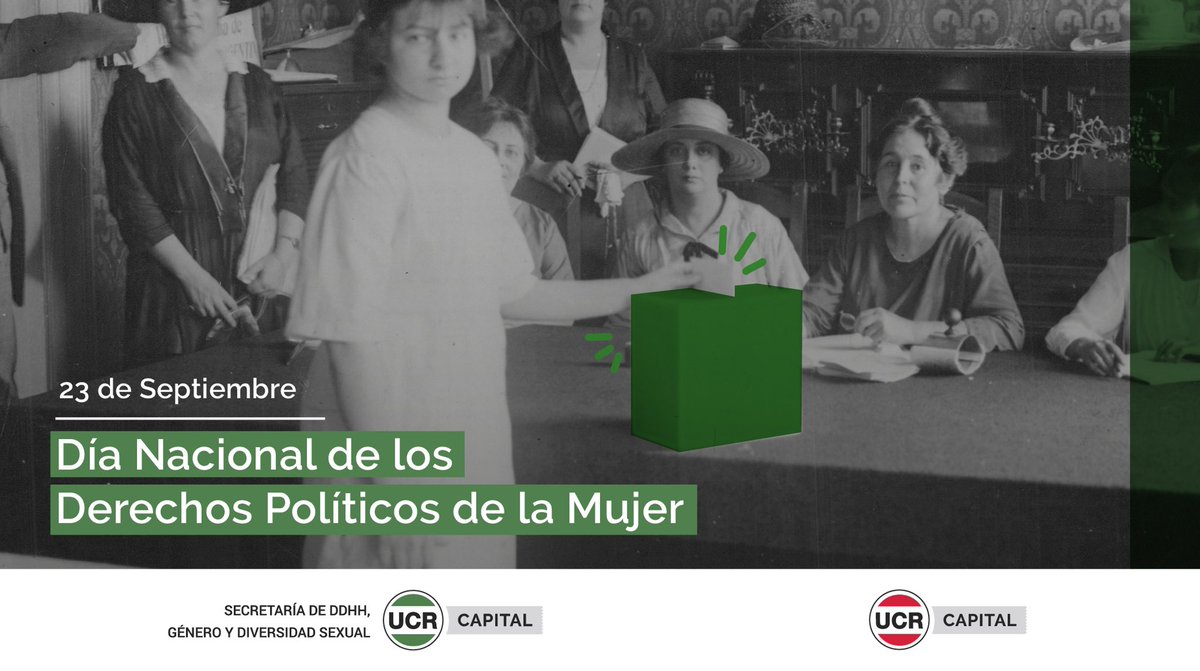 UCRCapital's tweet photo. DÍA NACIONAL DE LOS DERECHOS POLÍTICOS DE LA MUJER 
A 73 años de la promulgación de la Ley 13.010 de Voto Femenino, conmemoramos un nuevo aniversario del logro de la lucha feminista en la construcción de un país más democrático e igualitario. 
#VotoFemenino https://t.co/sIk2oKE0K7