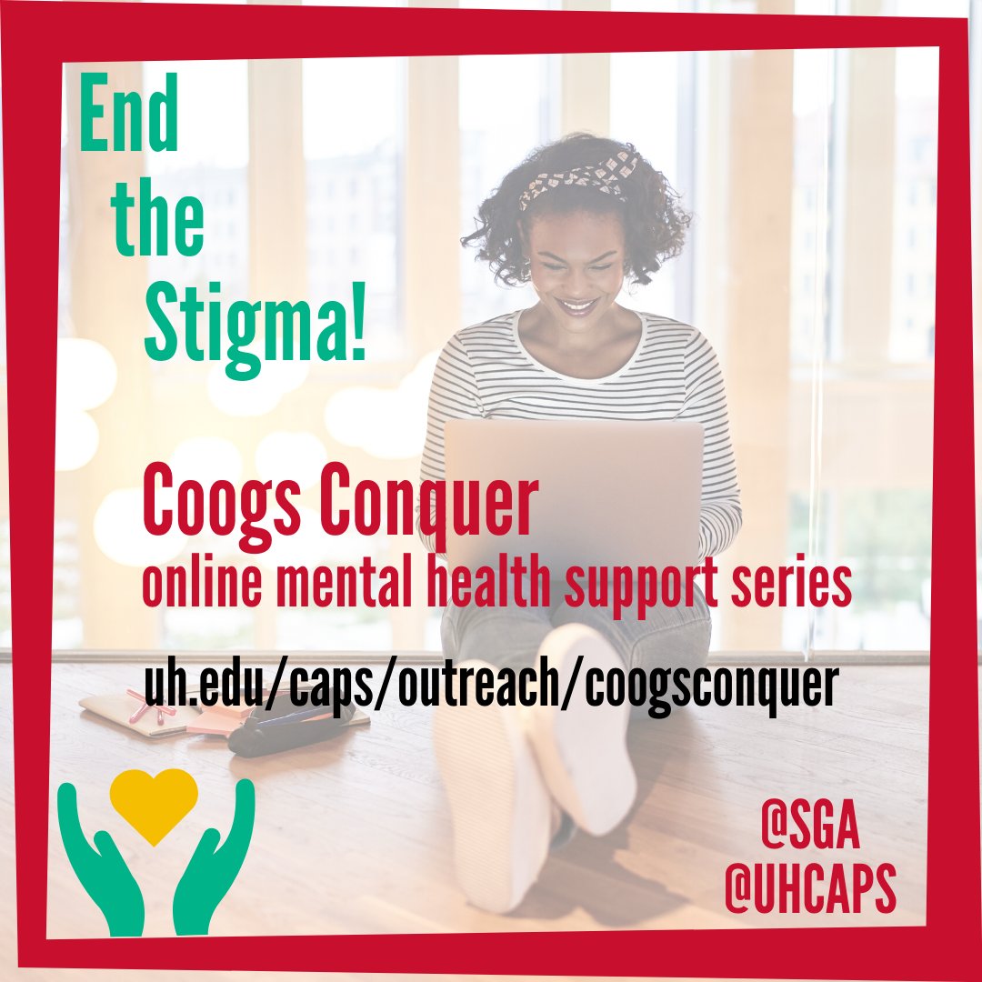 UH_caps's tweet photo. Get #MentalHealth support through CAPS online support series #CoogsConquer Together we can #EndTheStigma #CapsCares #WellnessWednesday #Mentalillness #GoCoogs https://t.co/8qqUZwiRje
