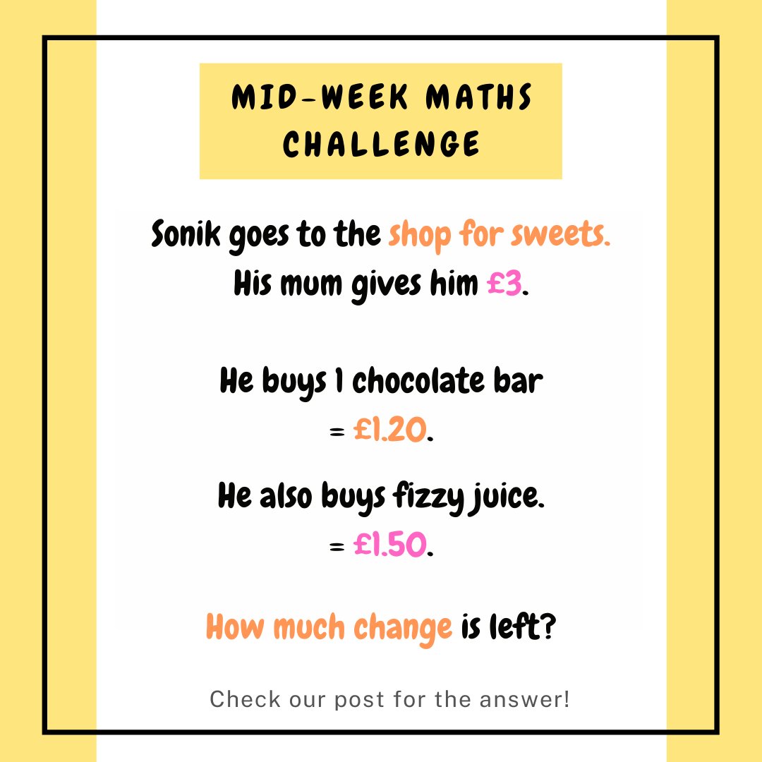 Time for Sonik's mid-week maths challenge! Can you help Sonik work out the answer? 🚲

Scroll down for the answer...

Sonik will have 30p left.

Did you get it right? Let us know in the comments.
#sonikpocket #midweekmaths