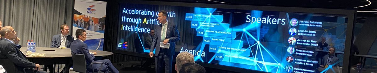 <a href="/simonvanulden/">Simon van Ulden</a> of @EY_Nederland underscores the importance of trust and ethics to accelerate #AI during the NBCC &amp; @EY_Nederland event “Accelerating growth through #AI”. #Innovation #TechisGREAT #ReframeYourFuture