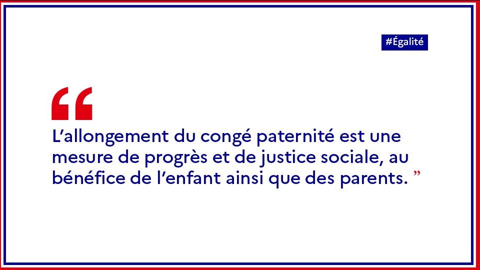 CdLavergne's tweet image. Nous doublons le #CongéPaternité à 28 jours, dont 7 jours obligatoires !

Une belle mesure sociale et d'égalité femmes-hommes, au bénéfice d’enfants, de pères et… bien souvent de mères épanouis !

@LaREM_AN