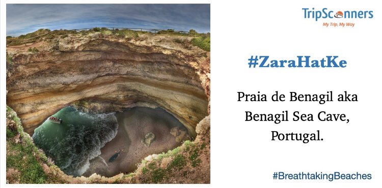 tripscannersIN's tweet photo. Praia de Benagil #beach is famous for its sensational cave called Algar de Benagil that has a round hole in the ceiling giving the glimpse of beautiful blue sky outside.
#TravelwithTripScanners #TripScanners #TIME100 #blogging #Portugal #vacation  #destination #WritingCommunity https://t.co/9UcrDWalEE