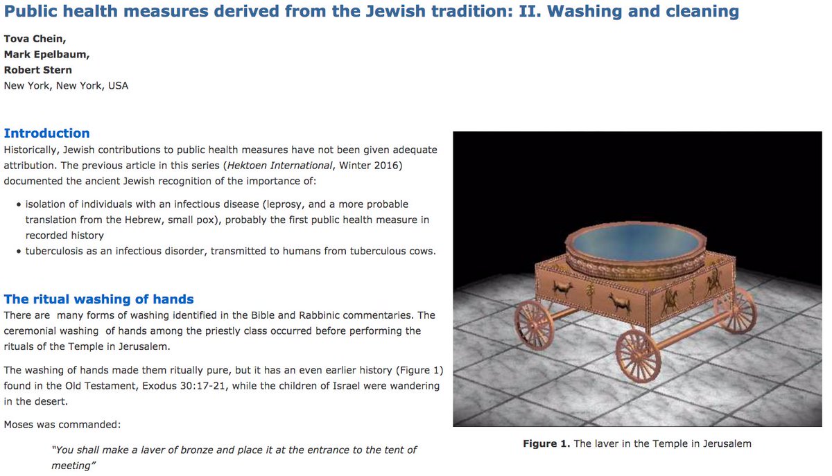 351) Regardless, let’s continue. The next installment in Hektoen International’s series “Public health measures derived from the Jewish tradition” introduces us to the ritual washing of hands.