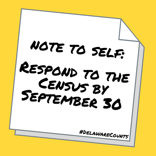 DelawareHealth1's tweet photo. Only 1 week left to respond to the 2020 Census! Participating in the Census is an easy way to help your community ensure its healthcare, schools, roads, and more have sufficient funding! Get counted today online at https://t.co/fLmX9plkew or call 1-844-330-2020 ! #DelawareCounts https://t.co/KD2xhFE9ae