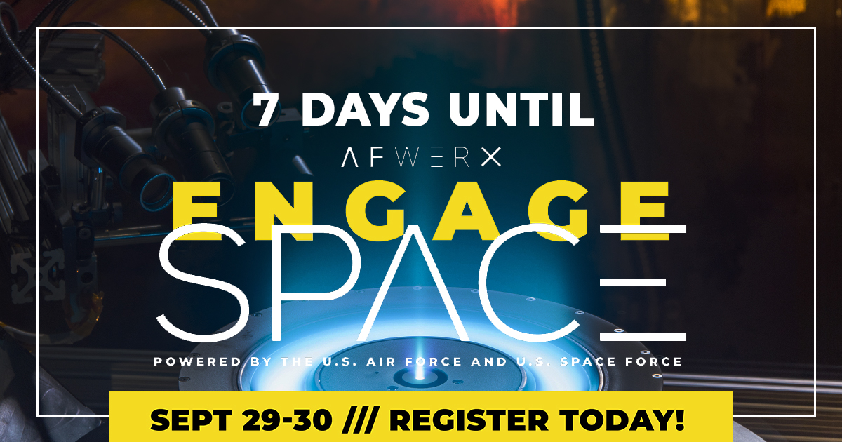 TMGcore's tweet photo. Only one week left! Don't miss it. 

Register today! https://t.co/9x2FXv1D3W

#tmgcore #spaceforce #airforce #otto #technology #engagespace https://t.co/ZdMqLzIHQ3