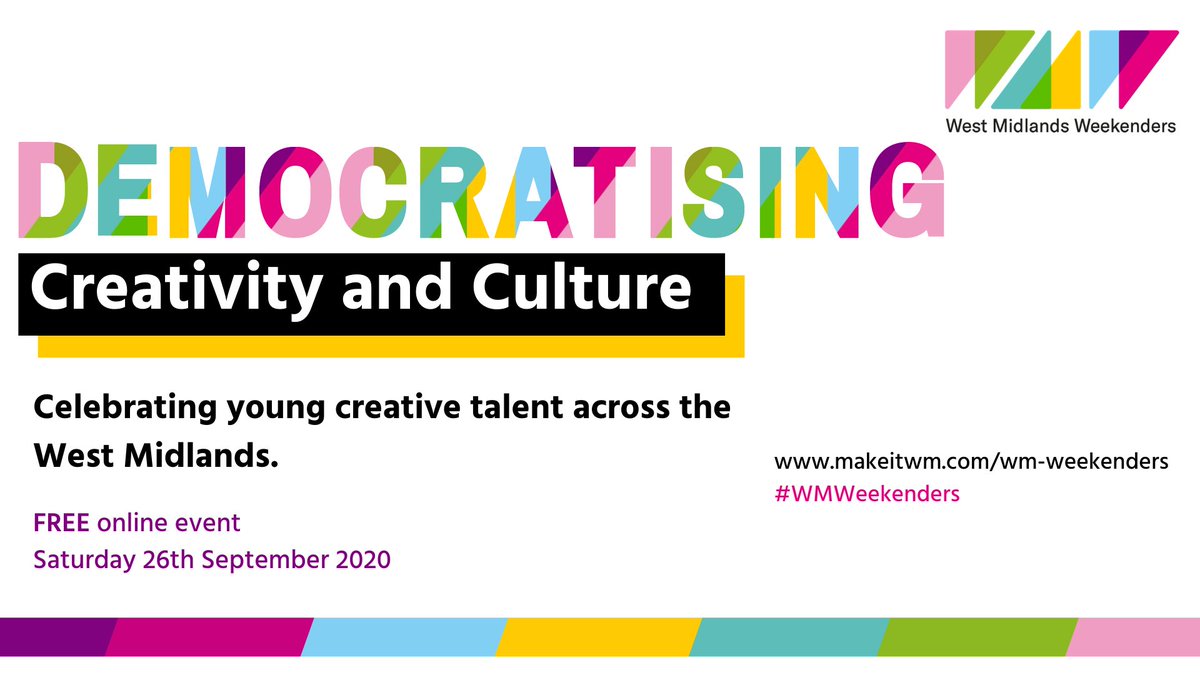 Tune in from 1pm on Saturday to see all of the work produced by these brilliant artists, as part of an amazing six-hour showcase of our region's young talent!Full schedule:  https://www.makeitwm.com/inspire-me/whats-on/wm-weekenders-democratising-creativity-and-culture-26-sept-p1372391