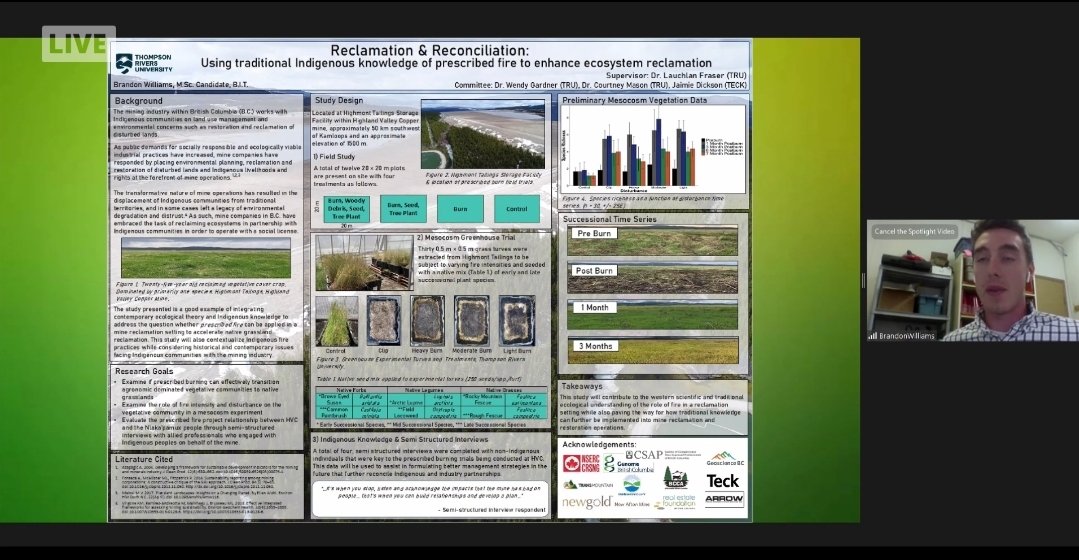 BC TRCR (@trcr) on Twitter photo Student #reclamation poster Q&A session is live. <a href="/ReclaimedBrando/">Brandon Williams</a> from <a href="/thompsonriversu/">Thompson Rivers University</a> is on with research on integrating ecological theory and Indigenous knowledge in grassland restoration. #TRCR43 Student #reclamation poster Q&A session is live. <a href="/ReclaimedBrando/">Brandon Williams</a> from <a href="/thompsonriversu/">Thompson Rivers University</a> is on with research on integrating ecological theory and Indigenous knowledge in grassland restoration. #TRCR43