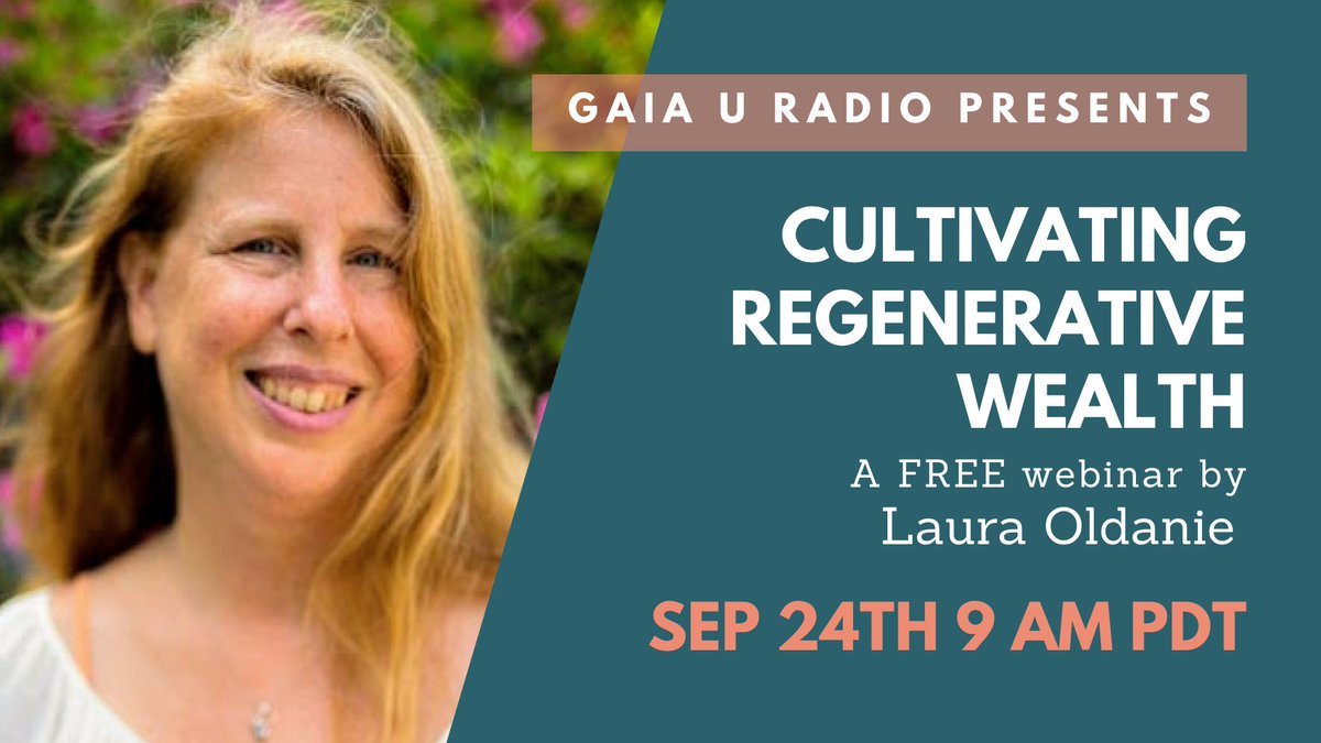 Gaia University (@gaia_university) on Twitter photo Join us for this exciting free interactive webinar with Laura from <a href="/Rich_Resilient/">Rich & Resilient Living</a> Living focusing on building regenerative wealth, personal finances and the eight forms of capital.
To register buff.ly/331fFah
#gaiauradio #regenerativewealth #financialindependence Join us for this exciting free interactive webinar with Laura from <a href="/Rich_Resilient/">Rich & Resilient Living</a> Living focusing on building regenerative wealth, personal finances and the eight forms of capital.
To register buff.ly/331fFah
#gaiauradio #regenerativewealth #financialindependence