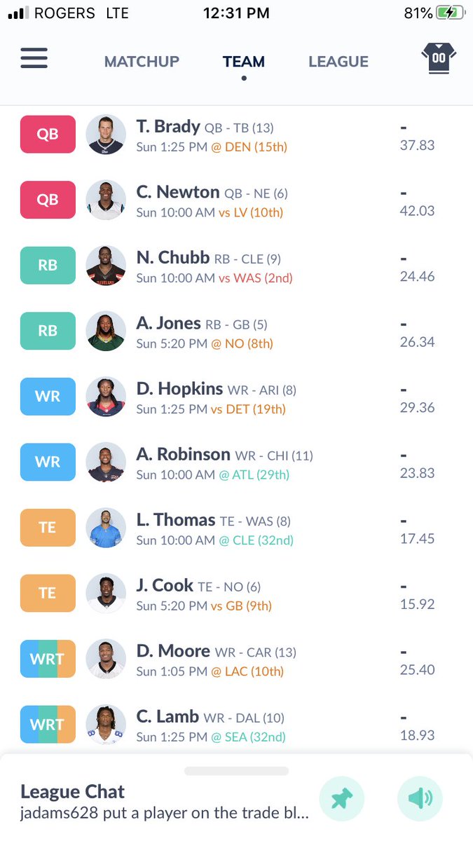 taylucas21's tweet photo. Another #DynastyTrade!! 2 Qb 2 TE league. I got #NickChubb and #LoganThomas for #AJBrown, #AJDillion and #BryanEdwards
I really needed an RB bad. Can’t trust #MarkIngram. Let me know how I did? @MyFantasyLeague #NFL #NFLTwitter #Browns #Titans #RaiderNation #WashingtonFootball https://t.co/GRcZGn8DQr
