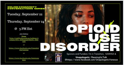 ThrivePeer's tweet photo. Join us tomorrow at 3:00 for this online community conversation hosted by Unapologetically Vanessa. We will be discussing substance use disorder, harm reduction, and the role of peer supporters in the community.

#thriveon #nationalrecoverymonth #peersupport #mentalhealth https://t.co/FLDUN95bH3