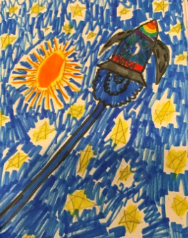 MsBeatriceSD735's tweet photo. This project is inspired by the book Tiny Little Rocket by @R_Collingridge. Students read the book together, created their own rockets, and added a variety of lines to show their rocket zooming through space! 🪐✏️💙🖍️🚀 @Skokie735 #itStartsWithArt #BetterTogether735 https://t.co/INKL4OgCNP