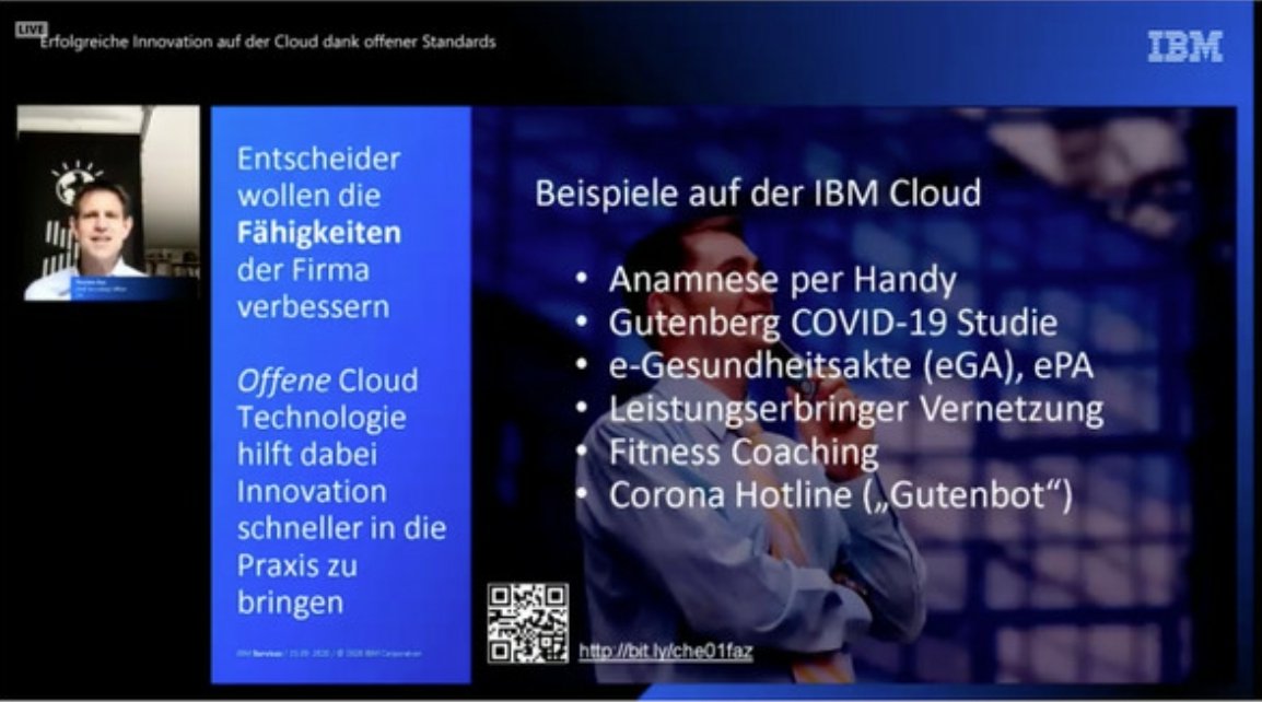 <a href="/Jessieevaline/">Miriam Oglesby</a> <a href="/IBM/">IBM</a> @Slidoapp <a href="/kubernetesio/">Kubernetes</a> <a href="/openshift/">Red Hat OpenShift</a> <a href="/java/">Java</a> <a href="/IBMDeutschland/">ℹ️-🅱️ Ⓜ️agazin</a> <a href="/tgau/">Thorsten Gau</a> <a href="/IBMcloud/">IBM Hybrid Cloud & Infrastructure</a> <a href="/S_Grodzietzki/">Sebastian Grodzietzki</a> <a href="/IBMDeveloper/">IBM Developer</a> <a href="/IBMEurope/">IBM Europe</a> <a href="/AgnesHeftberger/">Agnes Heftberger</a> Mit offenen #Cloud Technologien können Unternehmen Innovation schnell und sicher in die Praxis bringen. @UnimedizinM <a href="/healthhackmainz/">Gutenberg Health Hub</a>