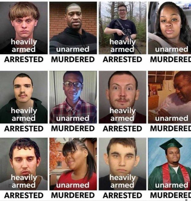 Welcome to AmeriKKKA. 

Where black people are brutally murdered for doing nothing while white murders are peacefully arrested and let out on bail.