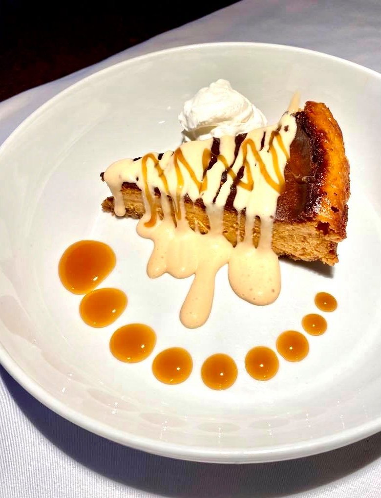 Delicious! Sweet Potato Cheesecake topped with a maple cream glaze - made in house by the Homefire Grill in Edmonton. Check out the rest of their incredible menu here: homefiregrill.ca/menu #foodie #indigenoustourismab #Yeg #indigenous