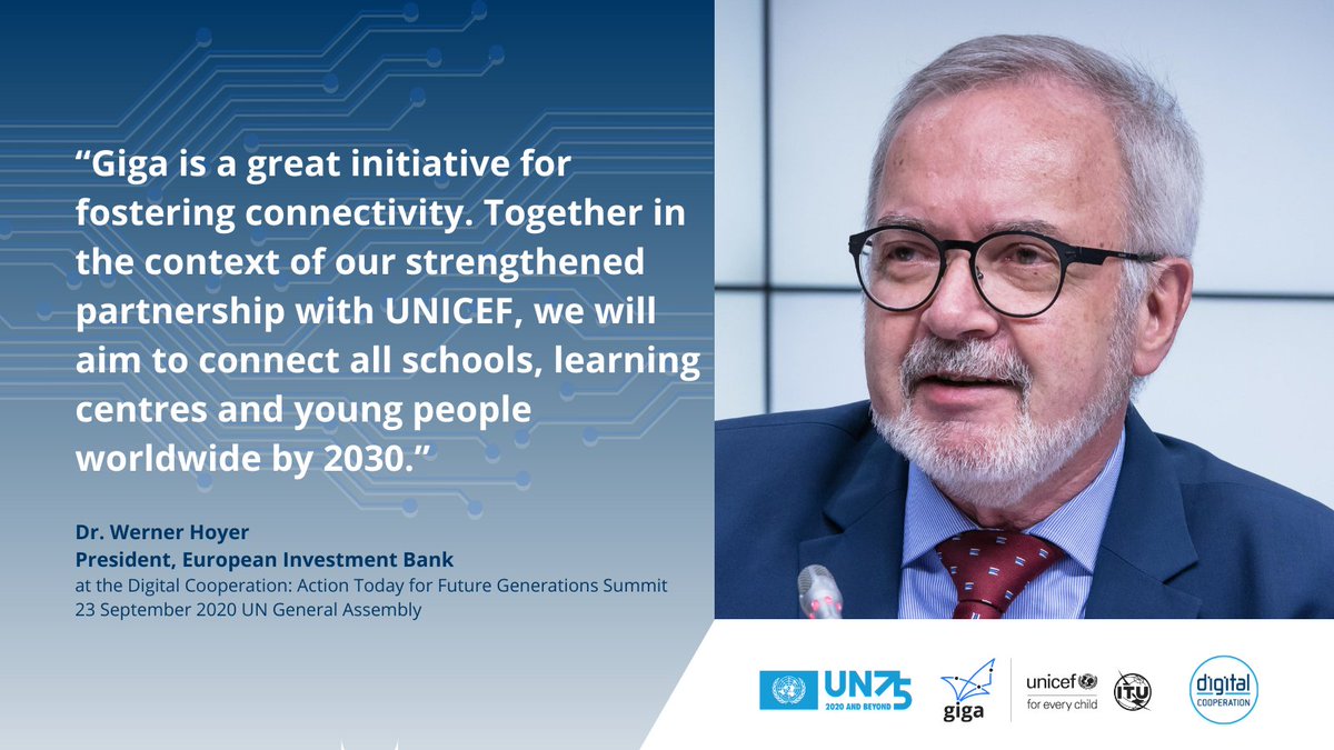 Pres. Werner Hoyer @EIB: 'The goal of connectivity worldwide is one we, as the EU Bank, share and are committed to. The most efficient way out of this crisis, made more acute by the pandemic,  is a green and digital recovery.' #DigitalCooperation