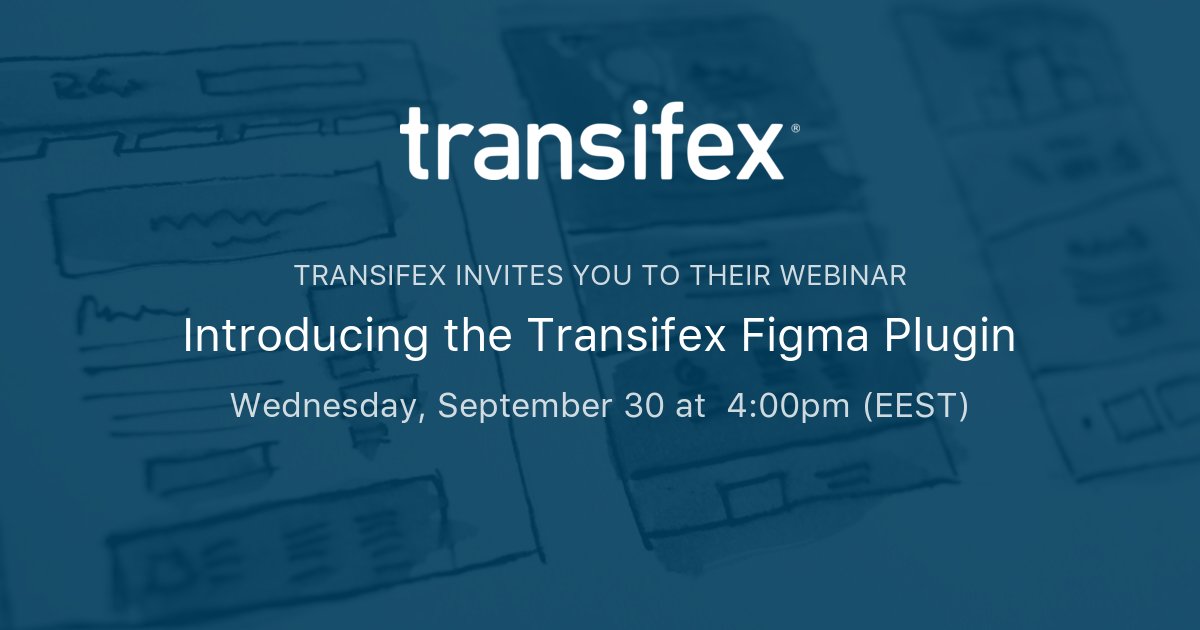 transifex's tweet image. You&apos;re invited! Join us for a live webinar next Wed, Sep 30 @ 9:00am EST / 16.00 EEST to learn how the Transifex #Figma Plugin saves teams precious time, resources, and sanity when localizing. 

Save your spot: bit.ly/32MouV0. #continuouslocalization #L10n #webinar