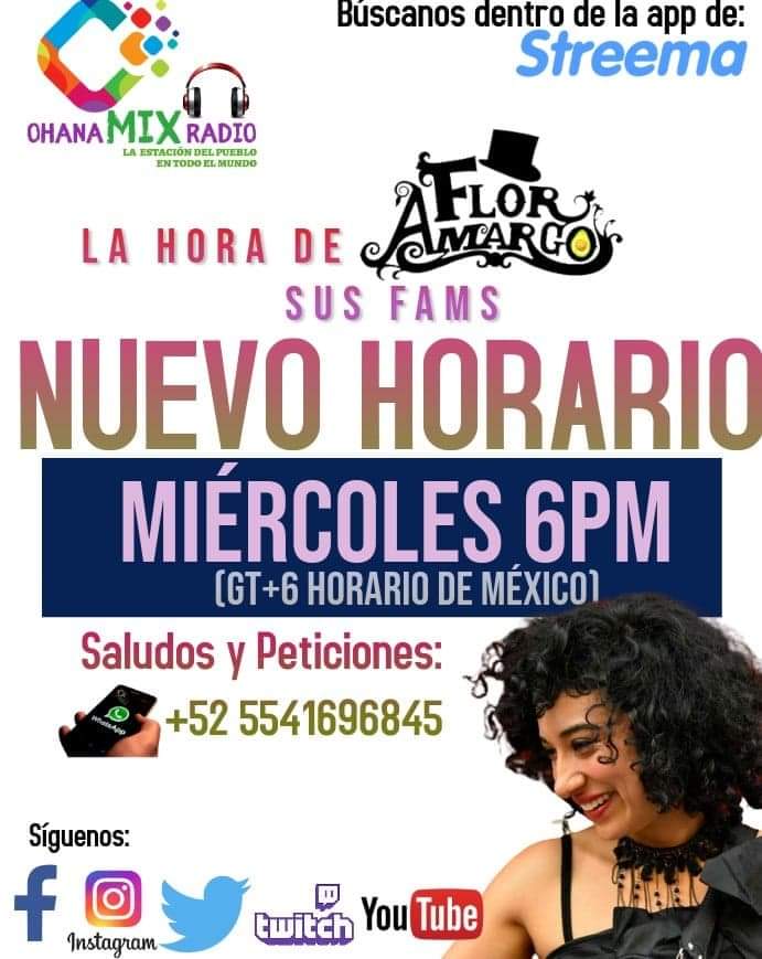 FlorFams's tweet photo. Hoy MIERCOLES 23 de SEPTIEMBRE 
NUEVO HORARIO
En la HORA DE @FlorAmargo 
6:00 PM HR. CDMX.
CONÉCTATE 👇👇👇 https://t.co/OTir6dyzLQ 
🌐Te invitamos a conectarte al chat de whatsapp 📱https://t.co/kH2R5eWvRV
Podrás hacer peticiones, llamando al teléfono en cabina55 4169 6845 https://t.co/Z5LyDdo9T4