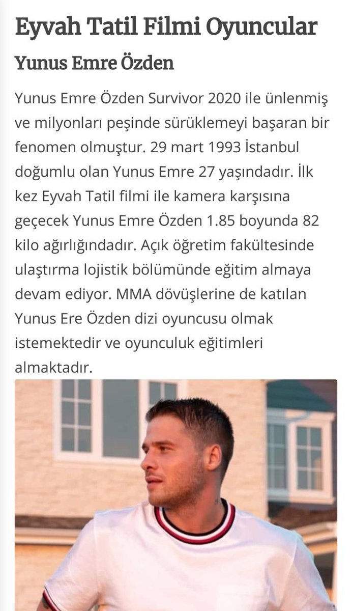 İlk projesinin film olması bir yana Ersin Korkut, Aydemir Akbaş gibi isimlerle paylaşacak. Filmin senaristleri de değerli insanlar, ortaya güzel eğlenceli bir iş çıkacak gibi. Yolu açık olsun🌟

#yunusemreözden | #survivor2020