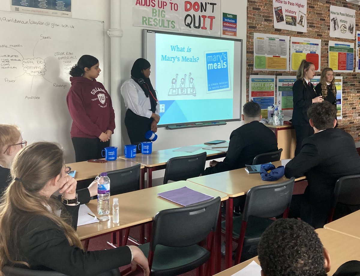StRochRE's tweet photo. #Caritas girls @St_Rochs delivered presentations to S1 Social Subjects classes today to raise awareness of the 🥣 #PorridgeChallenge for @MarysMeals &amp; raise money for @GardenofGodG21  Thanks to @strochshistory @MrStrainMods @MrWallacemods &amp; Ms Wildman @rercag @SCESDirector ✝️❤️🙏🏼 https://t.co/Rrq0nzPrIX
