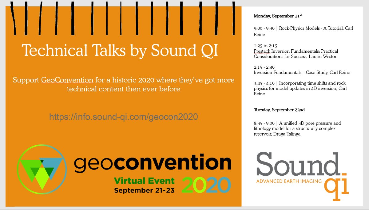 SoundQI's tweet photo. We gave five talks at #geocon2020 this week. Thanks to all those that attended.
We'll be doing our own short GeoConvention Review on Friday morning. Visit our GeoCon landing page to register.
https://t.co/9CPN6HVPxV
https://t.co/mjlmhmplCN https://t.co/L9yLMlbHvH