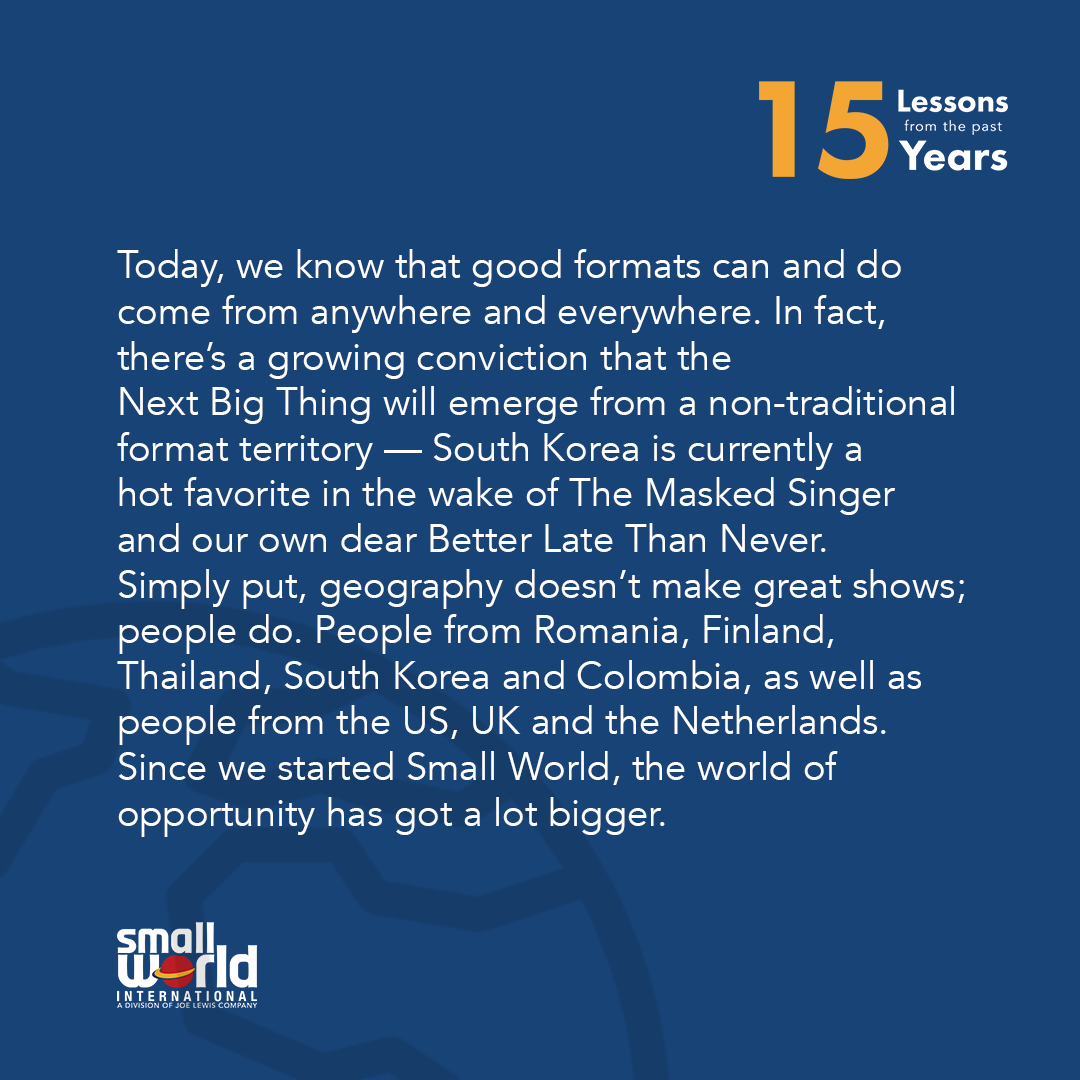 We're back with another installment of 15 Lessons from the past 15 Years. Lesson 3 from Tim: Formats sans frontières