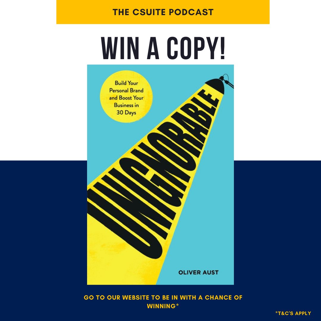 Competition time: Win a copy of #Unignorable, by <a href="/OliverAust_/">Oliver Aust</a>, CEO &amp; founder <a href="/eoipsocomms/">Eo Ipso Communications</a>, in which he guides you through a 30-day process of building your personal brand online &amp; offline. 

Entry via the website (T's &amp; C's apply) - csuitepodcast.com/competition-pr…

#PersonalBranding