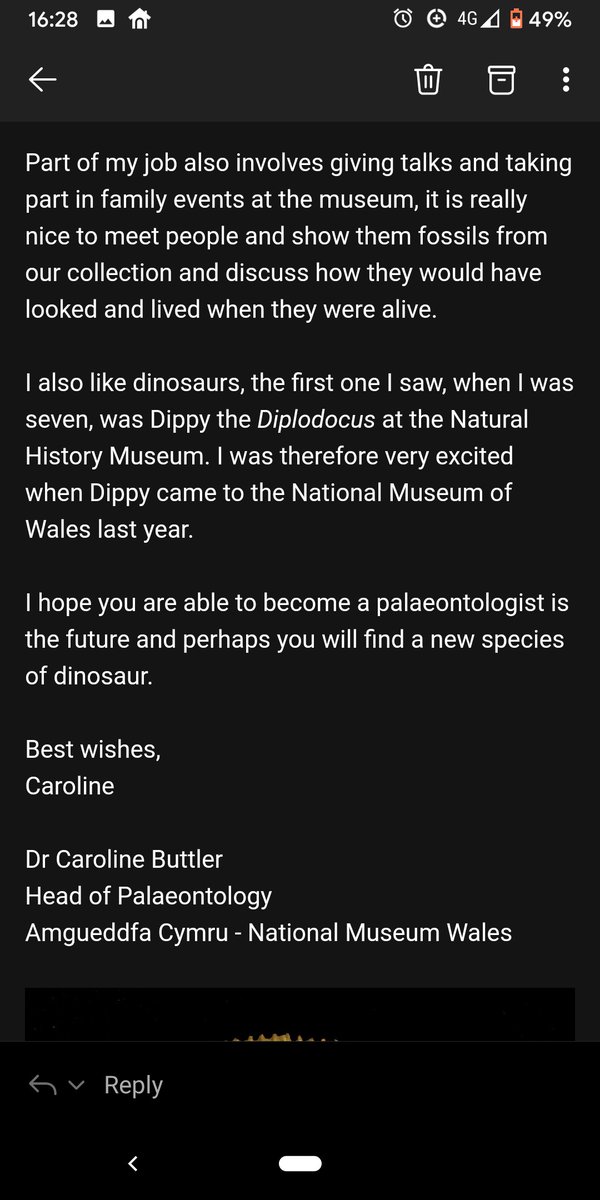 cwmffMrs_Jar's tweet photo. Today we received the first reply to our dream job presentations, and it was from the Head of Paleontology at National Museum Wales! We were very impressed and more than a little excited to read it. #ambitiousandcapable #autheticlearning @cwmffrwdoer https://t.co/W7aIgBj8ff