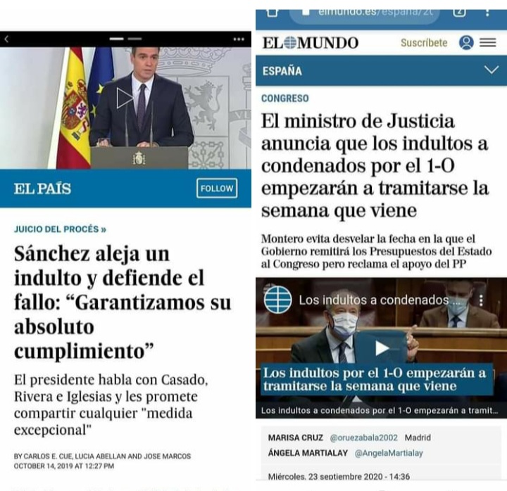 Ramon Lemos sierra's tweet - "Sinvergüenzas y mentirosos a tiempo completo.  La última vez que se indultó a catalanes que dieron un golpe de estado  contra la República, la cosa terminó regular...