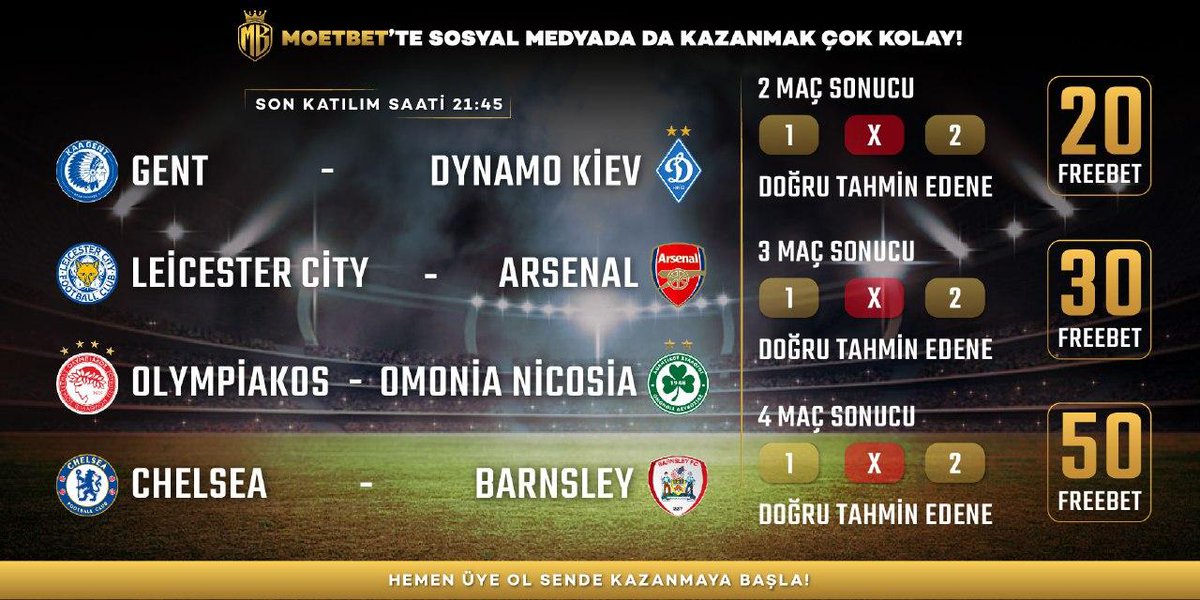 moetbet's tweet photo. 📢Hazırsak Başlıyoruz 

🚀2 Maç sonucu (1x2) doğru tahmin edene 20₺ FREEBET
🚀3 Maç sonucu (1x2) doğru tahmin edene 30₺ FREEBET
🚀4 Maç sonucu (1x2) doğru tahmin edene 50₺ FREEBET

💻Bahsin kalbi: https://t.co/duDcrHQro7 https://t.co/SaXoRInMIG