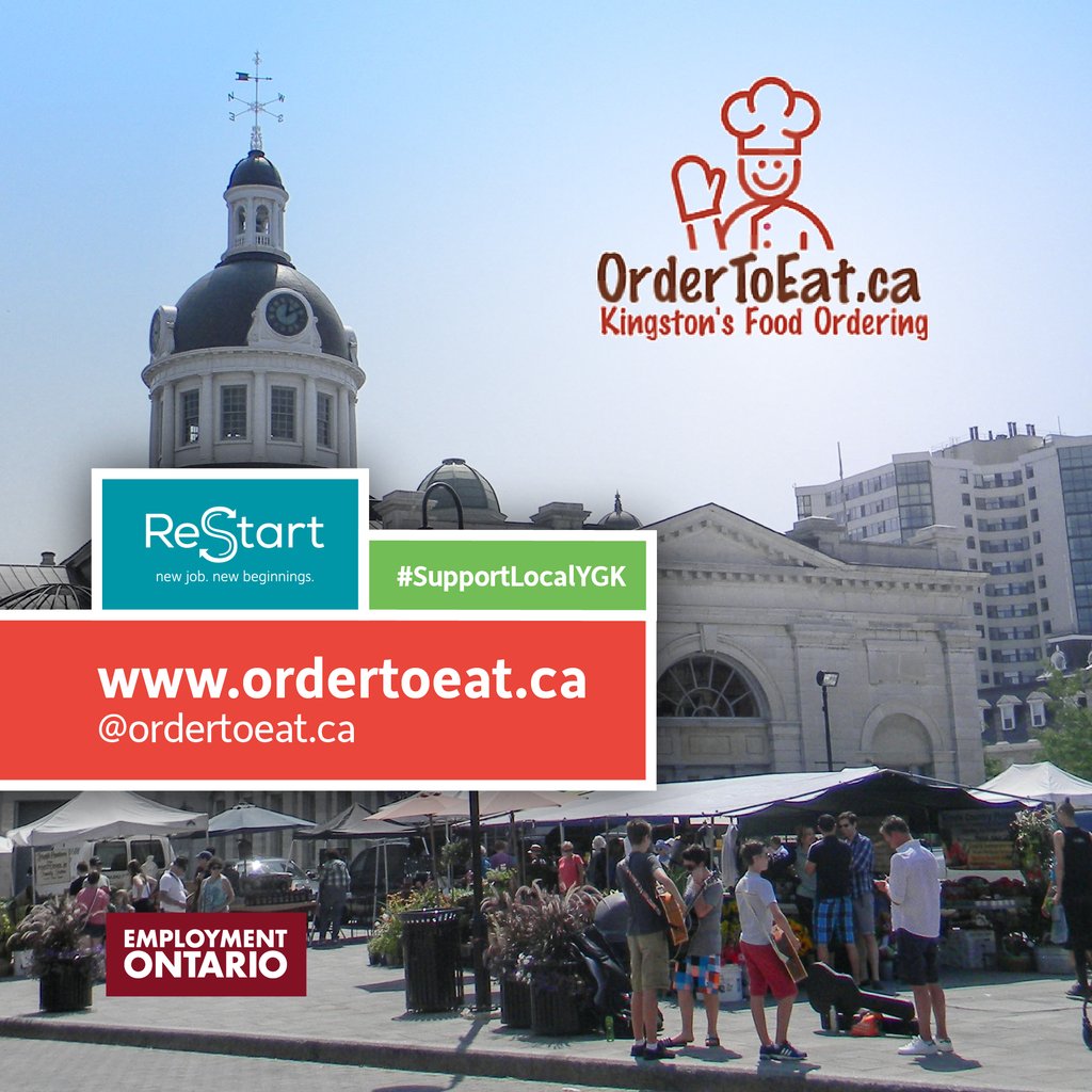 Restartjobs's tweet image. Did you know you can #SupportLocalYGK businesses while supporting ANOTHER local business?
@OrderToEat_ca is a local delivery app for all the best Kingston restaurants! Place your order quickly and easily online, and get your favourite food with your new favourite delivery service