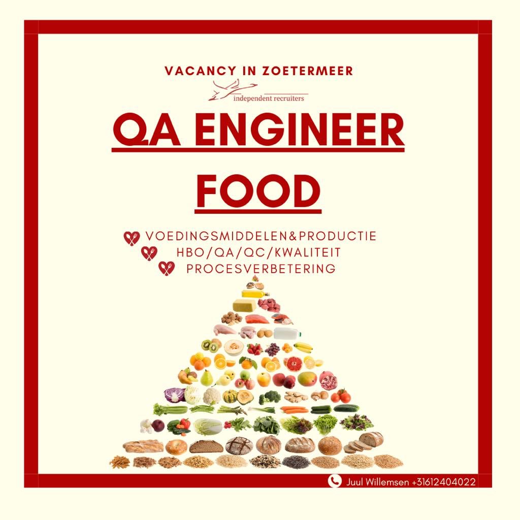Vacature QA Engineer Food - Independent Recruiters independentrecruiters.nl/vacatures/vaca…
#vacature #recruitment #Engineering <a href="/juulwlmsn/">Juul Willemsen</a>