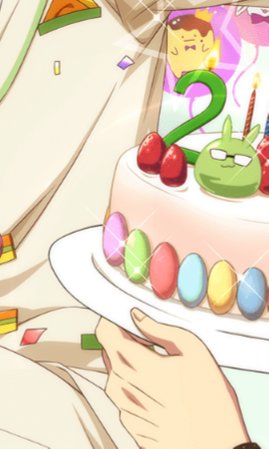THE GLASSES RABBIT ON YAMATO'S CAKEIt's sinilar to Iori's with strawberries but I WOULD EAT BECAUSE DAMN IT LOOKS GOOD
